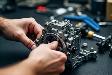 組み立て中の自動車部品